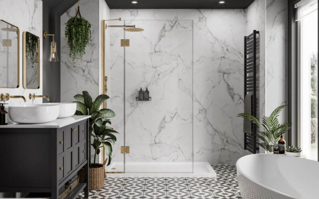 Calacatta Panles & Tiled Floor